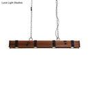 GobekUsa Wood Beam Down Light Kitchen Island Lighting - Lodge Style with 4 Lights and Chain - Black Finish