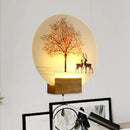 GobekUsa Nordic Deer Tree Mural LED Wall Sconce in Wood with Pull Chain - Acrylic Workshop Lamp