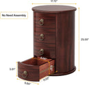 Wood End Table, Round Side Table With 4 Drawers(No Assembly Required)