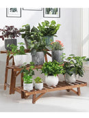 GobekUsa 3 Tier Wood Ladder Plant Stand