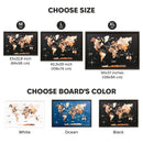 3D Wooden Panel World Map Multicolor