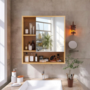 GobekUsa Wood Medicine Cabinet with Mirror and Storage
