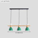 GobekUsa Wood & Metal Macaron Bowl Pendant Light with 3 Lights for Island, Electric Socket