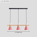 GobekUsa Wood & Metal Macaron Bowl Pendant Light with 3 Lights for Island, Electric Socket