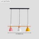 GobekUsa Wood & Metal Macaron Bowl Pendant Light with 3 Lights for Island, Electric Socket