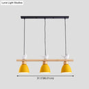 GobekUsa Wood & Metal Macaron Bowl Pendant Light with 3 Lights for Island, Electric Socket