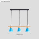 GobekUsa Wood & Metal Macaron Bowl Pendant Light with 3 Lights for Island, Electric Socket