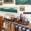 Distressed Iron and Wooden Trays with Handles, Set of 2 by Decor Steals