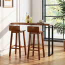 29 Inch Wood Bar Stools Set of 2 with Solid Back and Seat-Walnut by LJGDeals