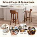 29 Inch Wood Bar Stools Set of 2 with Solid Back and Seat-Walnut by LJGDeals