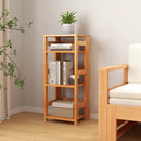 4-Tier Bookshelf Rubber Wood Bookcase with Side Fences for Living Room by LJGDeals