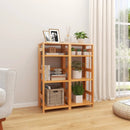 4-Tier Bookshelf Rubber Wood Bookcase with Side Fences for Living Room by LJGDeals