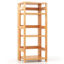 4-Tier Bookshelf Rubber Wood Bookcase with Side Fences for Living Room by LJGDeals