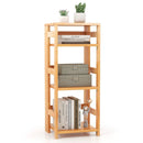 4-Tier Bookshelf Rubber Wood Bookcase with Side Fences for Living Room by LJGDeals