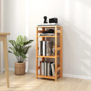 4-Tier Bookshelf Rubber Wood Bookcase with Side Fences for Living Room by LJGDeals