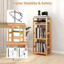4-Tier Bookshelf Rubber Wood Bookcase with Side Fences for Living Room by LJGDeals