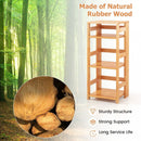 4-Tier Bookshelf Rubber Wood Bookcase with Side Fences for Living Room by LJGDeals