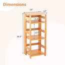 4-Tier Bookshelf Rubber Wood Bookcase with Side Fences for Living Room by LJGDeals