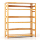 4-Tier Bookshelf Rubber Wood Bookcase with Side Fences for Living Room by LJGDeals