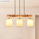 GobekUsa Wooden 3-Head Fabric Island Pendant Light for Modern Dining Rooms