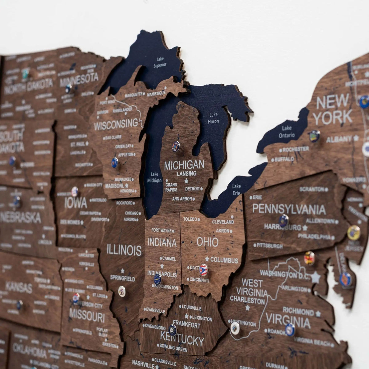 Wooden 3d Map of USA - Dark Walnut, photo 11 of 16