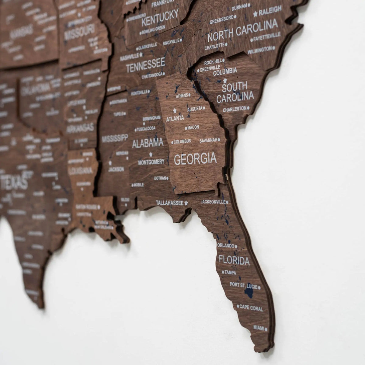 Wooden 3d Map of USA - Dark Walnut, photo 12 of 16