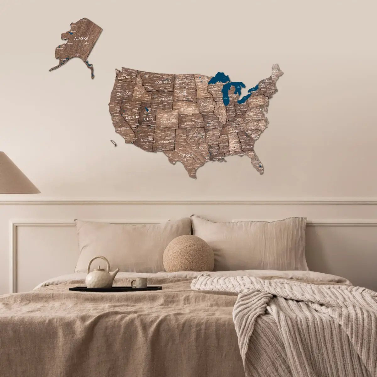Wooden 3d Map of USA - Dark Walnut, photo 3 of 16