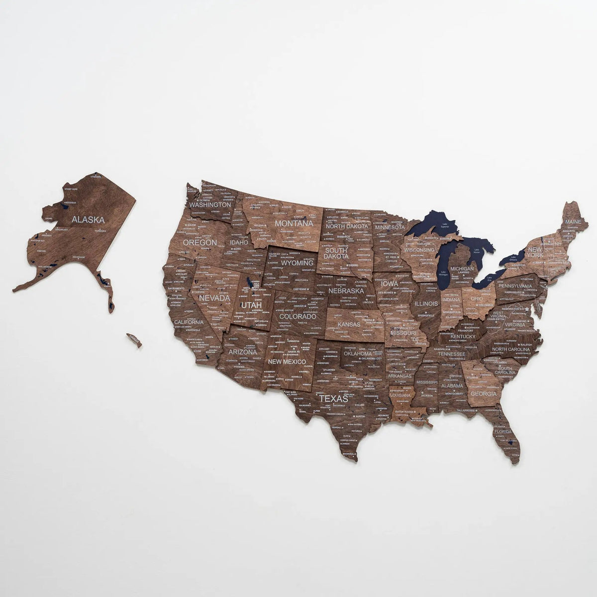 Wooden 3d Map of USA - Dark Walnut, photo 6 of 16