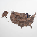 Wooden 3d Map of USA - Dark Walnut by Enjoy The Wood