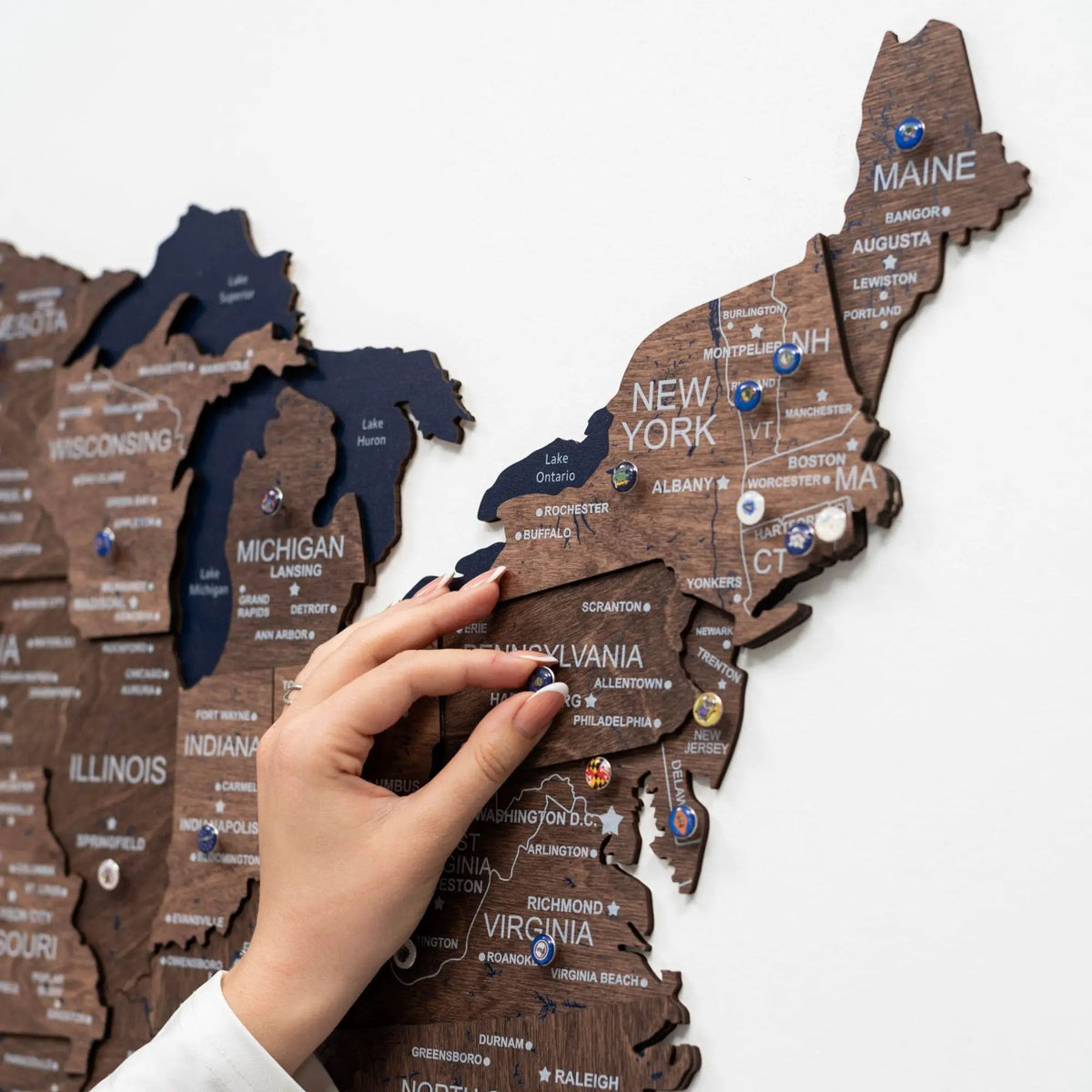Wooden 3d Map of USA - Dark Walnut, photo 8 of 16