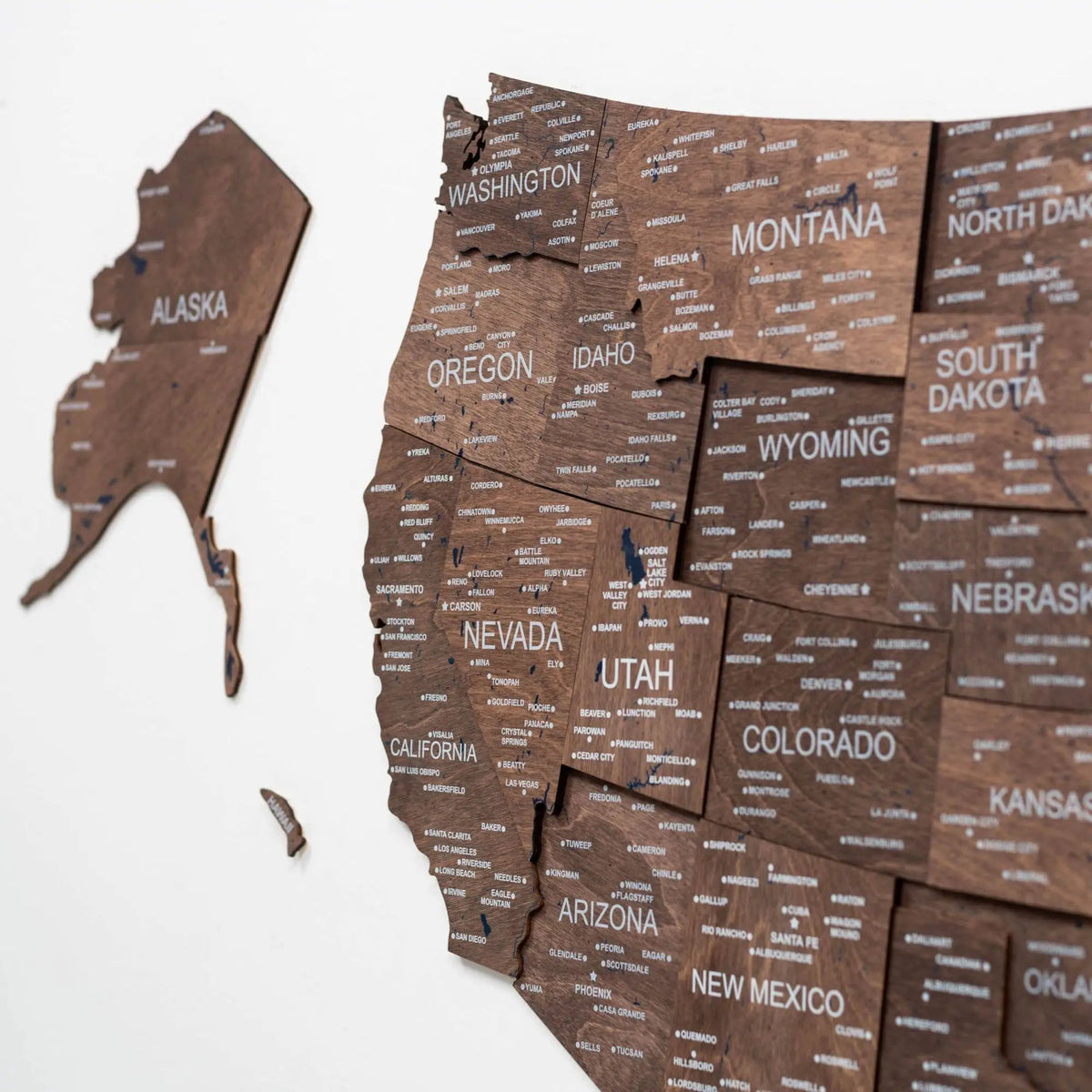 Wooden 3d Map of USA - Dark Walnut, photo 9 of 16