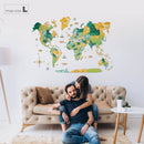 3D Wooden World Map Surface