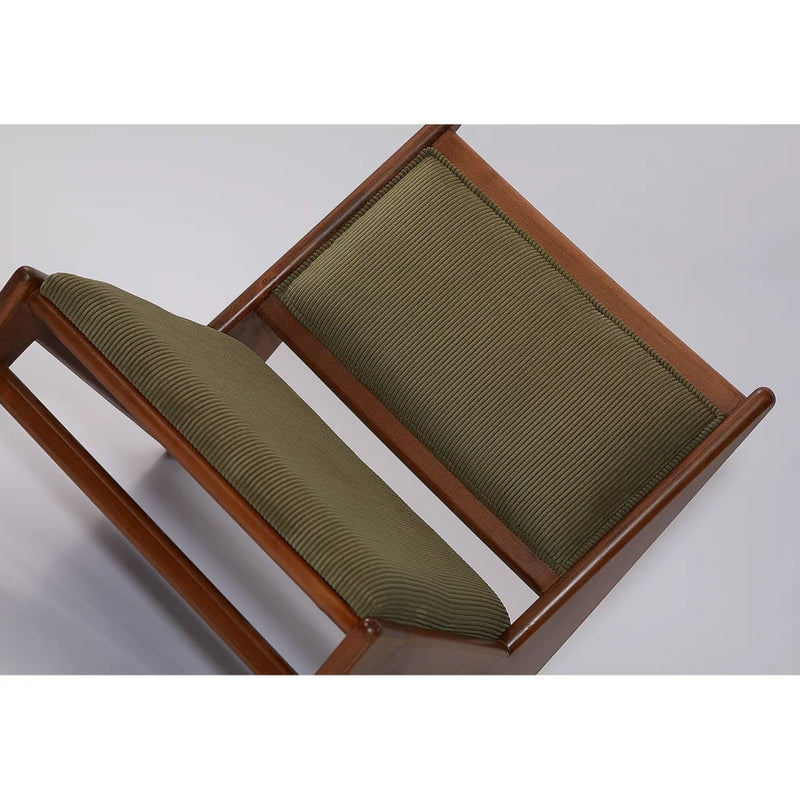 Wooden Armchair with Slanted Backrest & Velvet Fabric