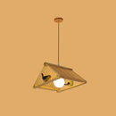 GobekUsa Wooden Asian Triangle Island Pendant Light in Natural Wood Finish
