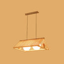 GobekUsa Wooden Asian Triangle Island Pendant Light in Natural Wood Finish