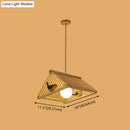 GobekUsa Wooden Asian Triangle Island Pendant Light in Natural Wood Finish