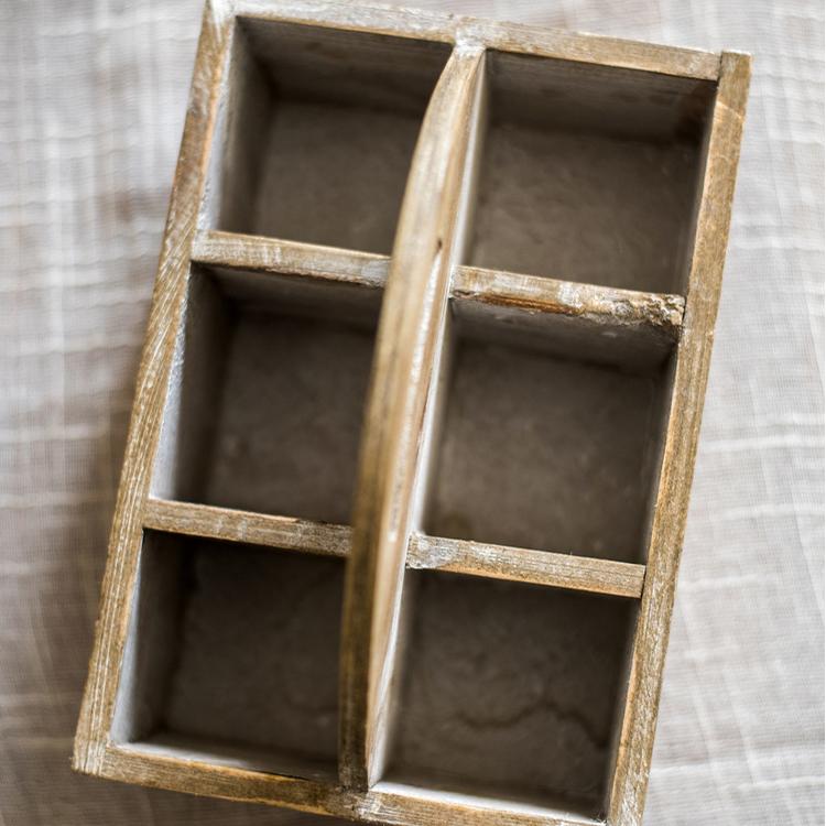 Wooden box basket with Carry Handle