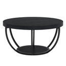 Wooden Coffee Table, 2-Tier Round Central Cocktail Table with Shelves