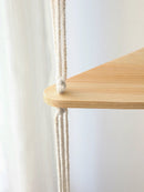GobekUsa Wooden Corner Shelf with Macrame - Boho Wall Decor