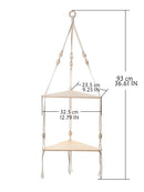 GobekUsa Wooden Corner Shelf with Macrame - Boho Wall Decor