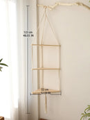 GobekUsa Wooden Corner Shelf with Macrame - Boho Wall Decor