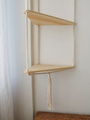 GobekUsa Wooden Corner Shelf with Macrame - Boho Wall Decor