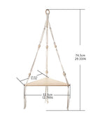 GobekUsa Wooden Corner Shelf with Macrame - Boho Wall Decor