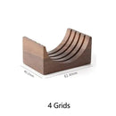 Wooden espresso filter screen holder with gray coasters kitchen stand by Decorbites
