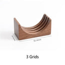Wooden espresso filter screen holder with gray coasters kitchen stand by Decorbites