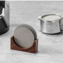 Wooden espresso filter screen holder with gray coasters kitchen stand by Decorbites