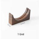 Wooden espresso filter screen holder with gray coasters kitchen stand by Decorbites