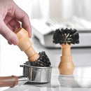 Wooden espresso portafilter and tamper cleaning brush kitchen tool by Decorbites