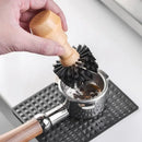 Wooden espresso portafilter and tamper cleaning brush kitchen tool by Decorbites