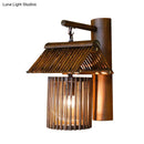 GobekUsa Wooden House Shaped Wall Light Sconce - Lodge Style Bamboo Lamp for Balcony